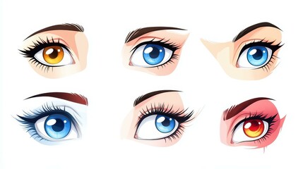 Discover a bold vector art piece of eyes and lashes, featuring playful patterns in a lively flat design style.