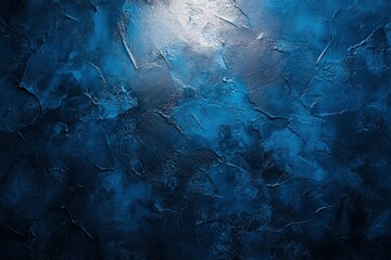 Blue Venetian plaster Wall Background with spotlight. Beautiful Abstract Dark Blue Decorative Stucco. Artistic Texture with Copy Space for design , ai
