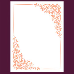 Minimal Orange Floral Corner Border Template for Elegant Invitations and Cards