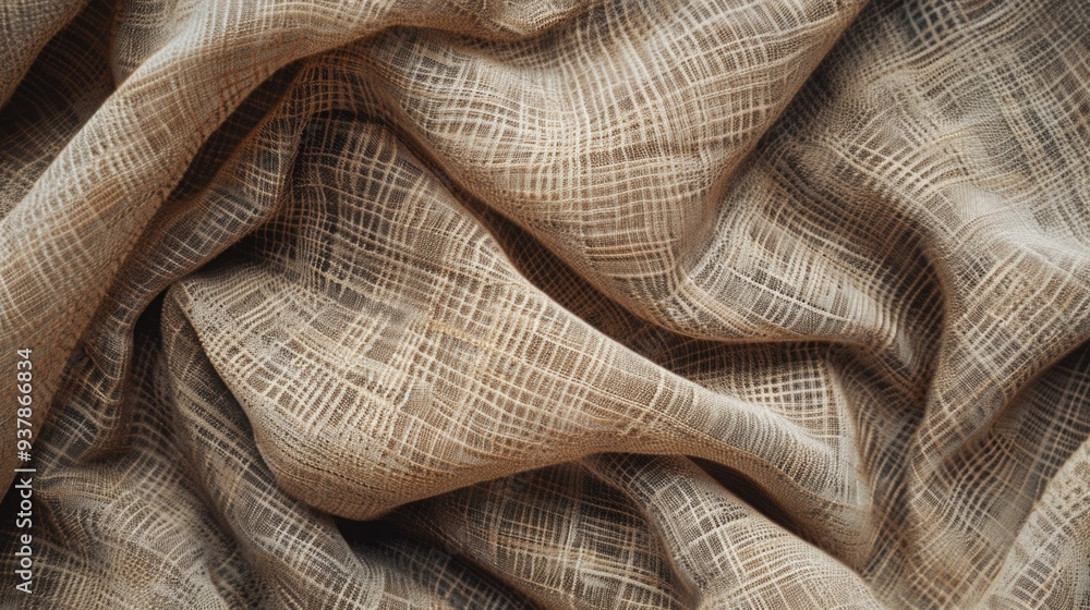 Poster A detailed shot of tan fabric texture, suitable for use in designs and patterns