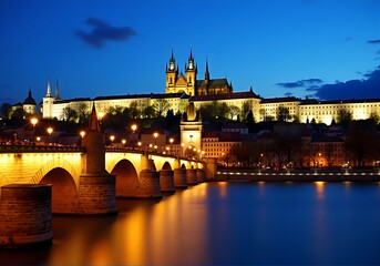 Fototapeta premium Charles Bridge with Prague Castle view