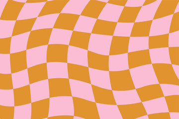 Trendy Y2K-inspired abstract geometric checkered texture with a groovy, acid colored background in vector design