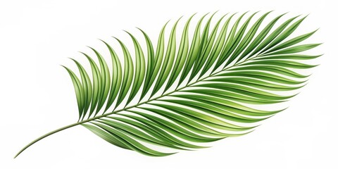 Obraz premium Isolated palm leaf with minimalist design and simple lines on a pure white background, showcasing delicate veins and natural curves in high-resolution detail.