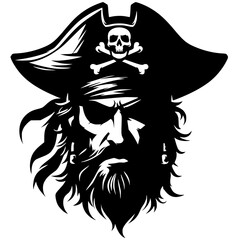 Pirate captain portrait silhouette