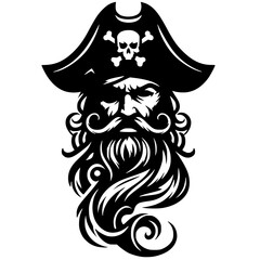 Pirate captain portrait silhouette