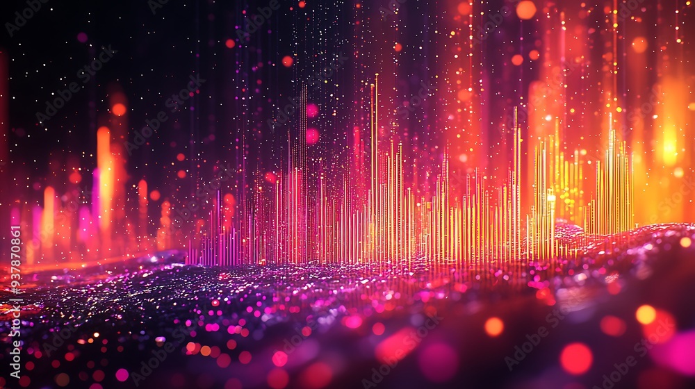 Poster abstract red and yellow bokeh background with glowing lines, creating a warm and energetic visual ex