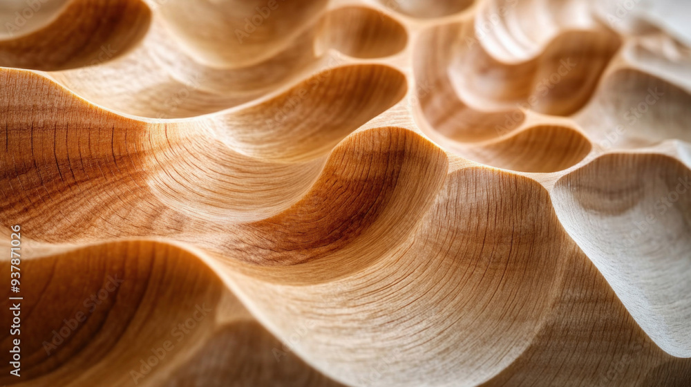 Poster abstract wood carving creating wavy pattern