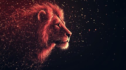 Naklejka premium Futuristic lion cub design with interconnected shapes