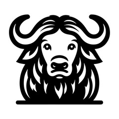 Obraz premium Black buffalo head vector icon