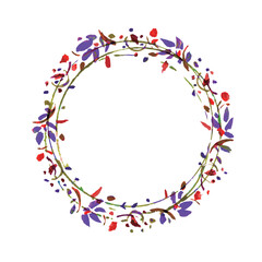 可憐な紫色の花のリース