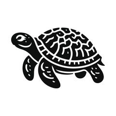 Black Vector Turtle Silhouette Capturing the Serenity and Strength of Nature's Ancient Marine Wanderer. 