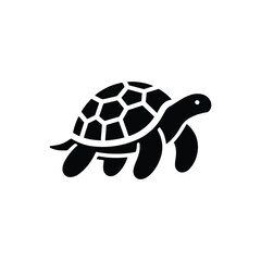 Black Vector Turtle Silhouette Capturing the Serenity and Strength of Nature's Ancient Marine Wanderer. 