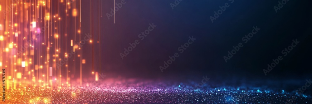 Poster futuristic neon gradient abstract digital illustration with particle effects and light trails for te
