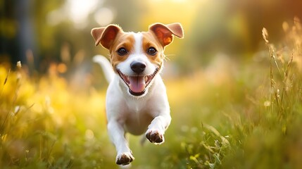 jack russell terrier funny dog on a nature walk in the fields outdoor pet photos : Generative AI