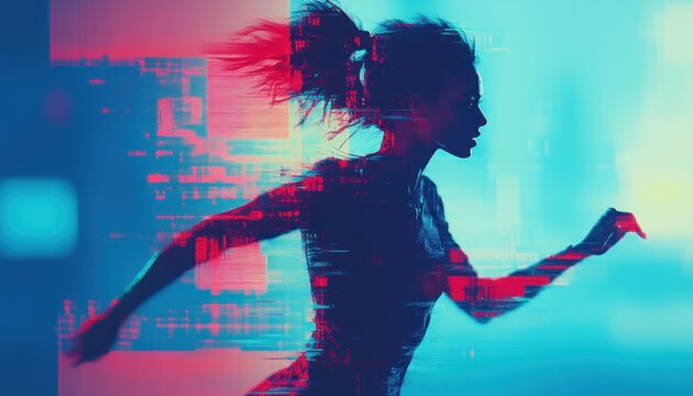 Embrace the Energy of Trendy Lifestyle Capturing the Latest Trends, Fun, and Vibrant Energy This Image Showcases a Woman Running in a Bold, Modern Style, Reflecting a Dynamic and Energetic Lifestyle - Powered by Adobe