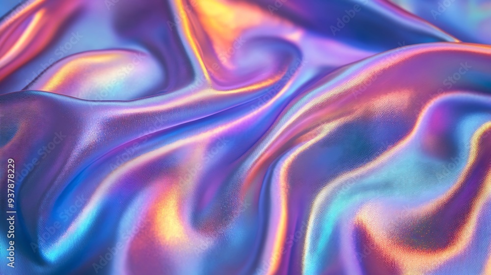 Poster processed collage of iridescent fabric trendy cloth holographic texture background for banner backdr