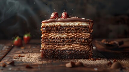 Delicious Chocolate Cake with Strawberries