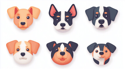 Obraz premium group of dogs, collection of dogs, stickers for a cute dog face, various dogs