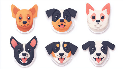 group of dogs, collection of dogs, stickers for a cute dog face, various dogs