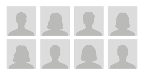 Default avatar profile icon. Gray placeholder. Man and woman