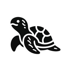 Black Vector Turtle Silhouette Capturing the Serenity and Strength of Nature's Ancient Marine Wanderer. 