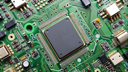 Printed circuit board with electronic components , PCB, technology, circuitry, soldering