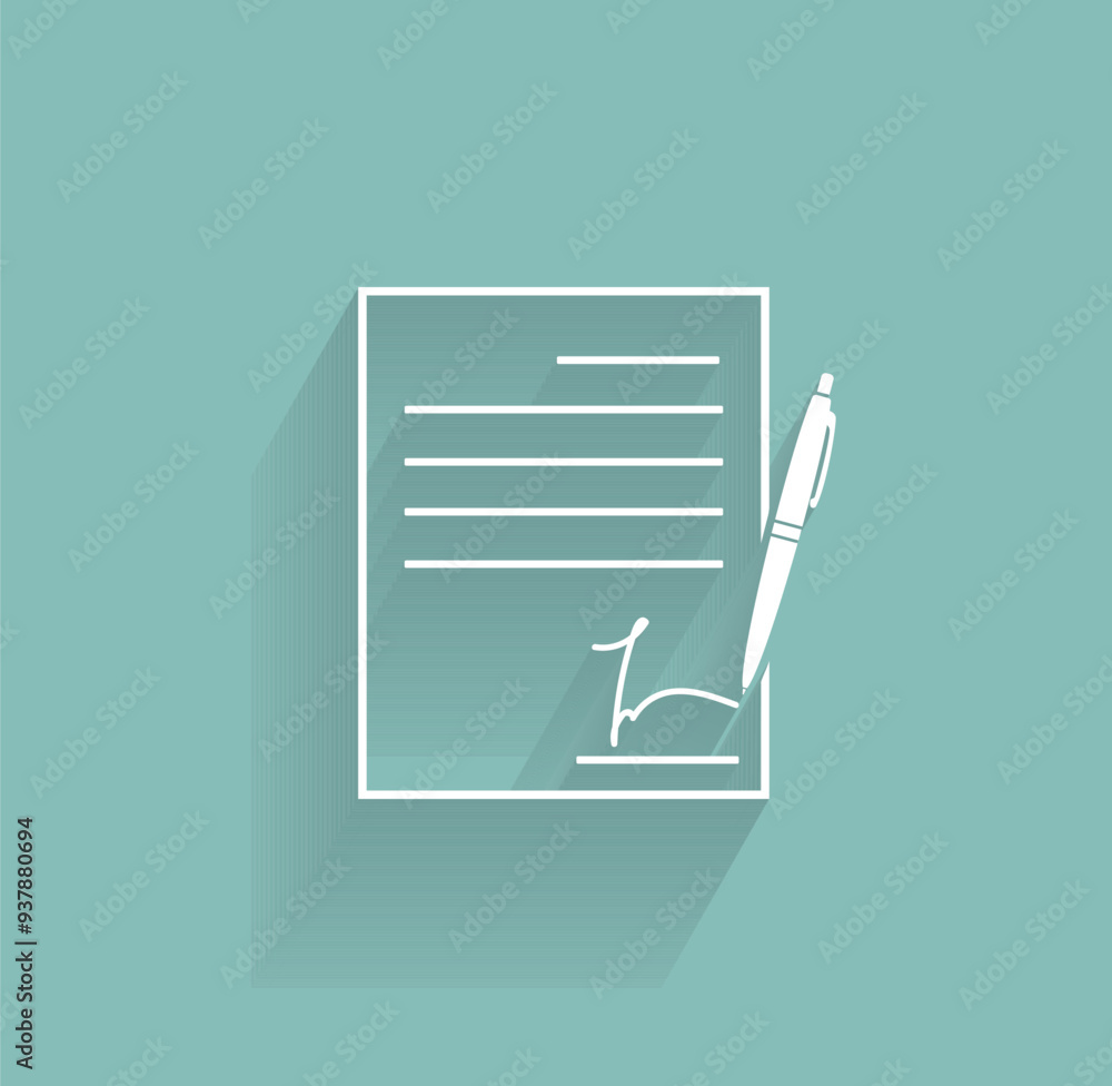 Poster vector icon of white color with shadow on gray-green background