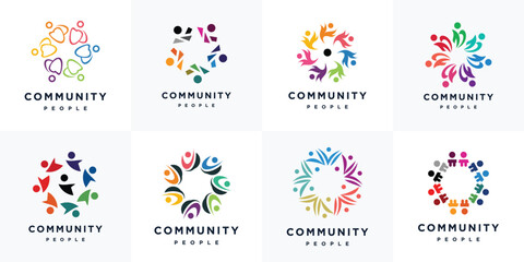 Collection of abstract people and human family vector logo designs	
