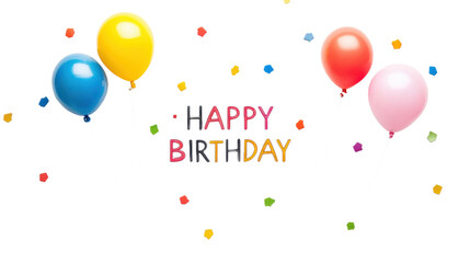 Festive Birthday Card with 'HAPPY BIRTHDAY' Text, Isolated on transparent background, PNG file, s