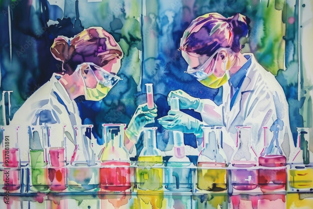 Poster scientists working together in a laboratory