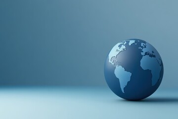 A minimalist, blue globe representing Earth on a soft gradient background, symbolizing global connection and geography.