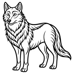 A simple line art of a beautiful wolf