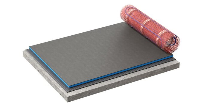 Floor heating system installing concept - 3D animation seamlessly loopable
