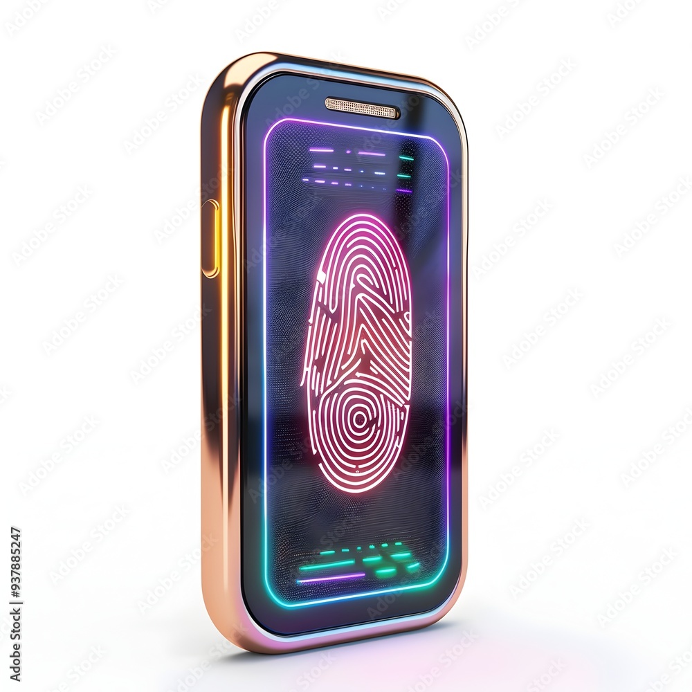 Poster advanced biometric fingerprint scanner with sleek design on white background