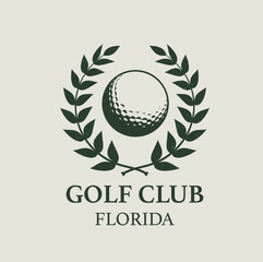 golf logo with laurel and stick