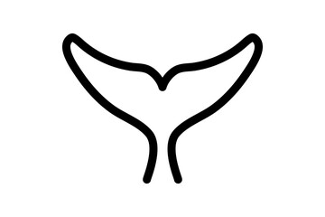 Dolphin tail illustration. Dolphin tail line icon.