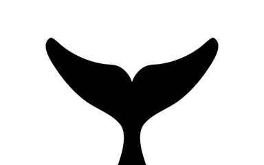 Dolphin tail illustration. Dolphin tail icon. Black fish tail silhouette.