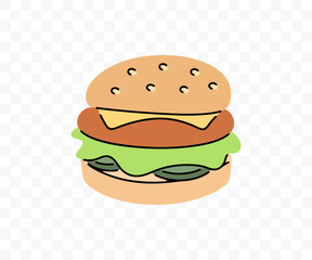 Burger, hamburger or cheeseburger, graphic design. Fast food, food and meal, vector design and illustration
