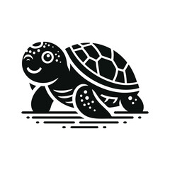 Black Vector Turtle Silhouette Capturing the Serenity and Strength of Nature's Ancient Marine Wanderer. 