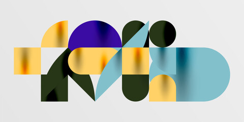 Circles, semi circles, squares and round shapes mosaic techno art. Vector Illustration For Wallpaper, Banner, Background, Card, Book Illustration, landing page