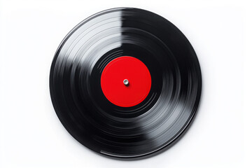 Classic vinyl record on a white background, showcasing the unique texture and design that appeals to music lovers and collectors.