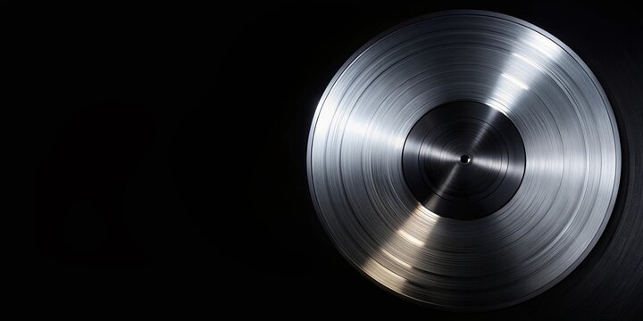 Realistic platinum vinyl record on black background, Vinyl, Record, Music, Platinum, Retro, Vintage, Sound, Groove