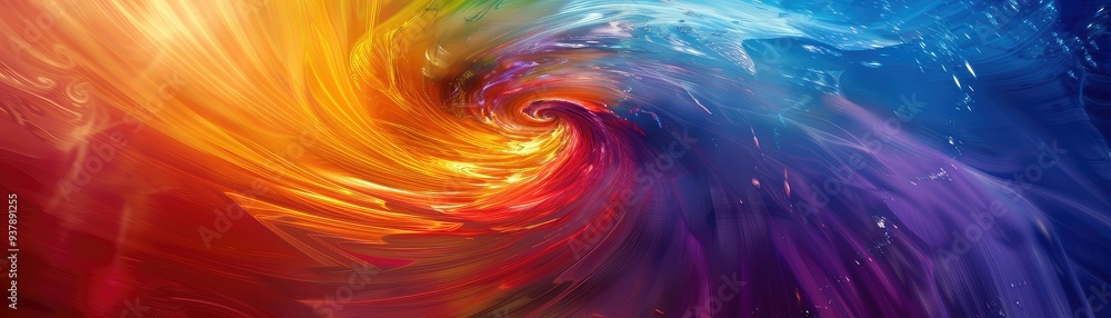 Poster a vibrant swirl of colors blending together, creating a dynamic abstract design full of energy and m
