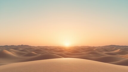 Sunset Over Desert Sand Dunes