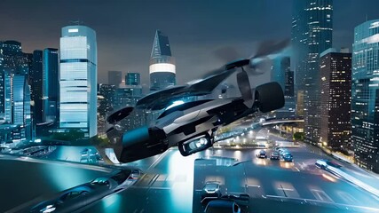 A car turning into a drone - Powered by Adobe