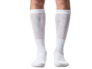 Tall white socks on an isolated transparent background
