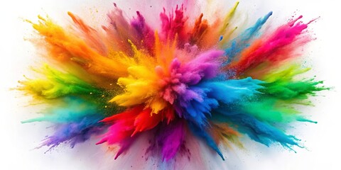 Obraz premium Vibrant color explosion on white background , colorful, explosion, vibrant, bright, abstract, design, backdrop