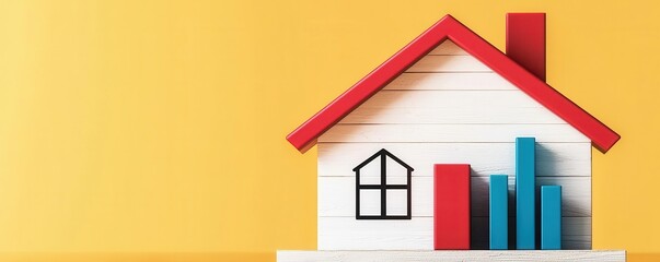 Visualization of a home loan analysis report with key economic indicators, 3D illustration