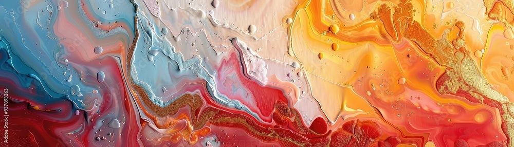 Poster vibrant abstract swirl of colors blending harmoniously, creating a dynamic and energetic visual expe