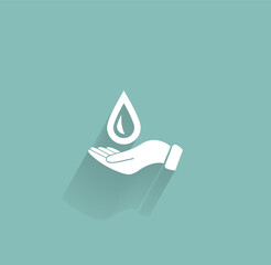 Vector icon of white color with shadow on gray-green background